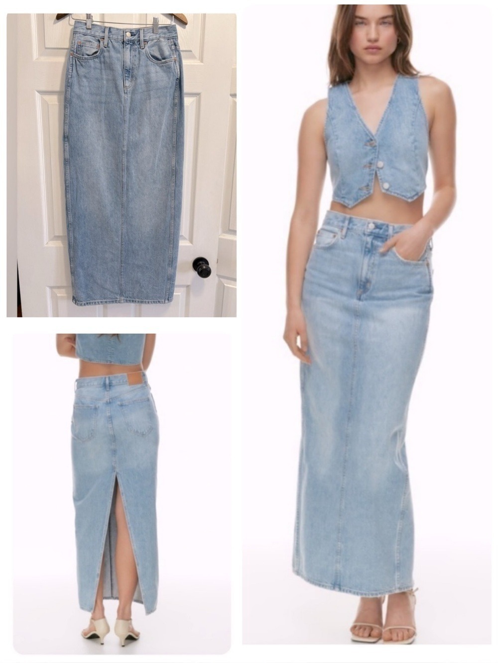 Aritzia Denim Forum 90's Pencil Maxi Denim Jean Skirt High Rise Size 2 XS 25